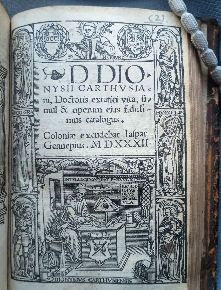 Denis the Carthusian hard at work in his study, on the title page of his biography from 1532 #TitlePageTuesday