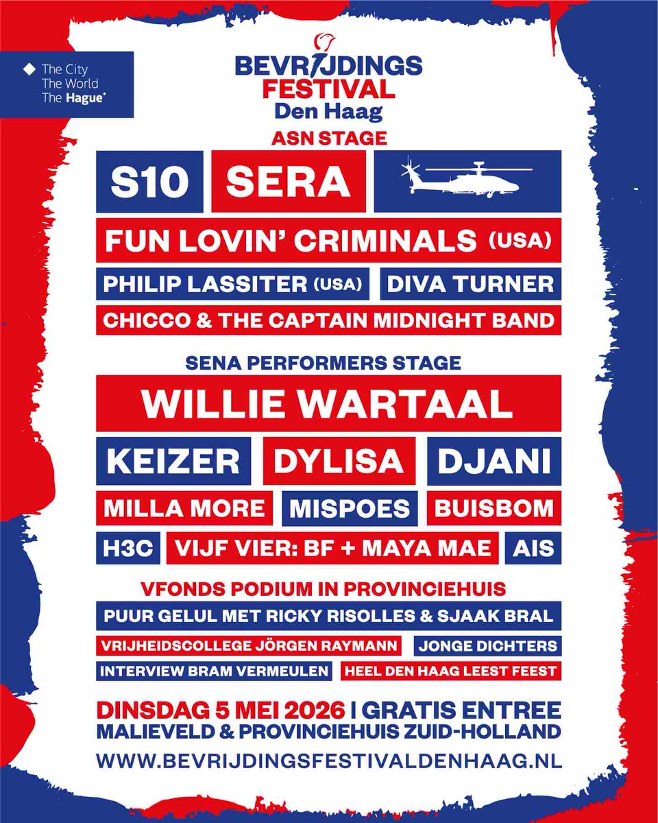 Vandaag is het programma van het Bevrijdingsfestival Den Haag bekendgemaakt. Check de website voor info over alle optredens, sprekers en andere activiteiten op 5 mei!

bevrijdingsfestivaldenhaag.nl

#vrijheid #bevrijdingsfestival #denhaag #bevrijdingsfestivaldenhaag #malieveld