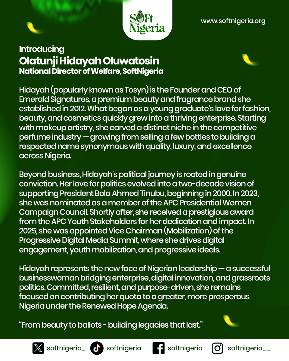 SoftNigeria_'s tweet photo. Introducing our National Director of Welfare - Olatunji Hidayah Oluwatosin https://t.co/11IRzv5RfI