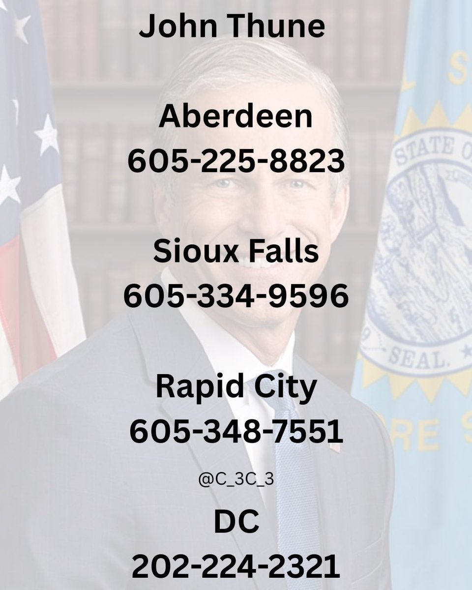 Please call, tag and share.

Let <a href="/LeaderJohnThune/">Leader John Thune</a> know that we see what he’s doing.

He is the paid influencer not the American people.

Ask him to reconsider and pass the SAVE AMERICA ACT.

We’re mad as hell and we’re not going to take it anymore!