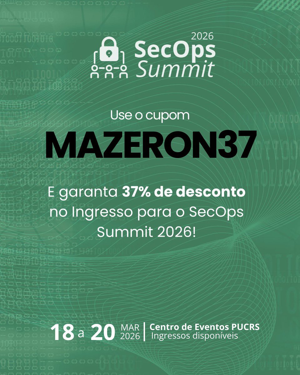 leverageinf's tweet photo. Se sua empresa já é nossa cliente, entre em contato para solicitar seu ingresso para o SecOps Summit 2026 (conforme disponibilidade). Mas se ainda não for, utilize o código de desconto abaixo! https://t.co/16VIPHWG3M
