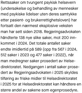 MinRett_'s tweet photo. Årsrapport fra regjeringsadvokaten 2025. 5-dobling av rettssaker om tvungent psykisk helsevern på 7 år. Psykere befolkning eller økt maktmisbruk?
https://t.co/LS3gZ6DEaa https://t.co/GvAyameZW0