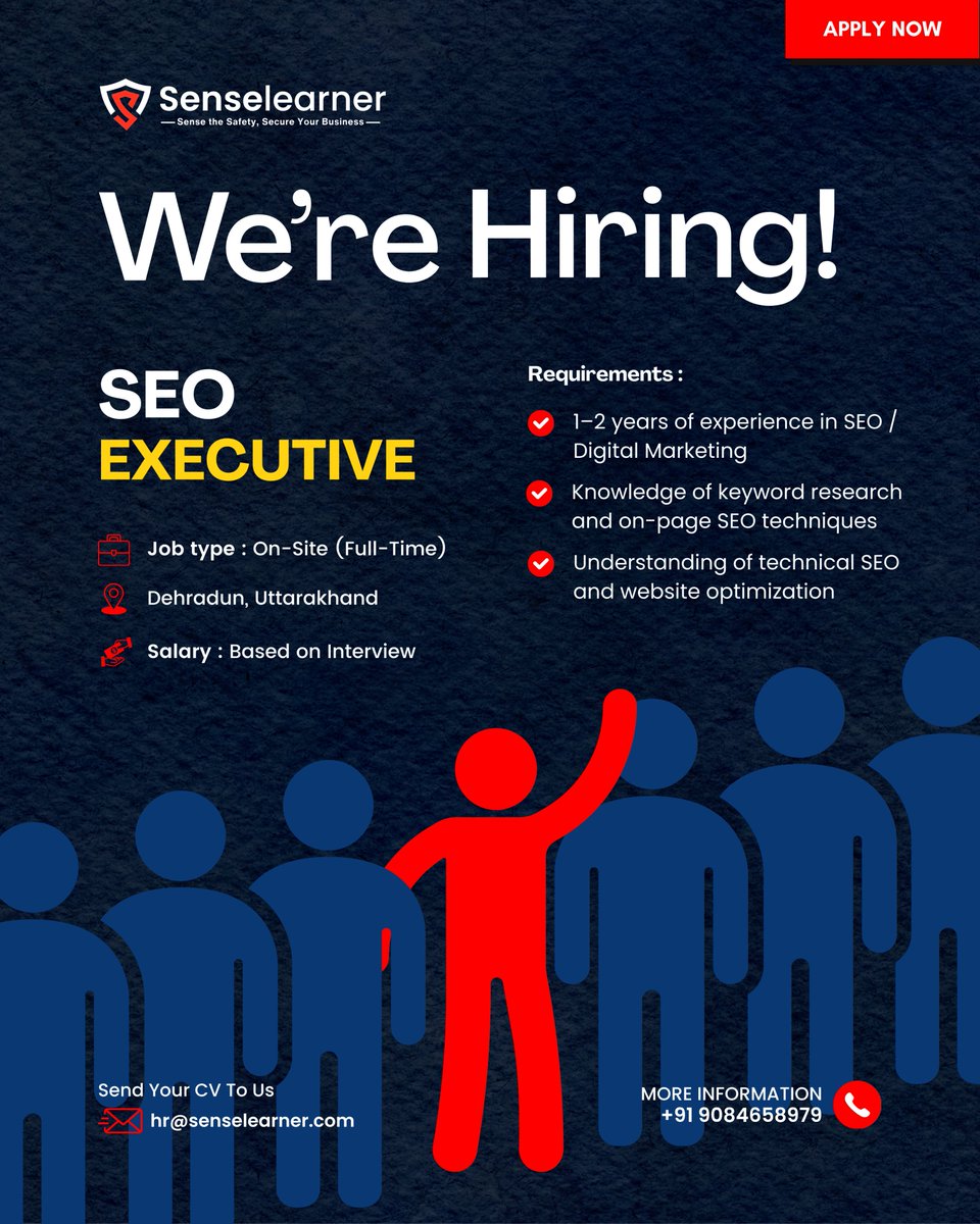 SenselearnerL's tweet photo. We’re hiring an SEO Executive at Senselearner!

📍 Dehradun | Full-Time | On-Site
📩 Send your CV: hr@senselearner.com

#Hiring #SEOJobs #SEOExecutive #DigitalMarketingJobs #DehradunJobs #UttarakhandJobs #SEOCareer #MarketingJobs #senselearner https://t.co/TAlv4q1OdR