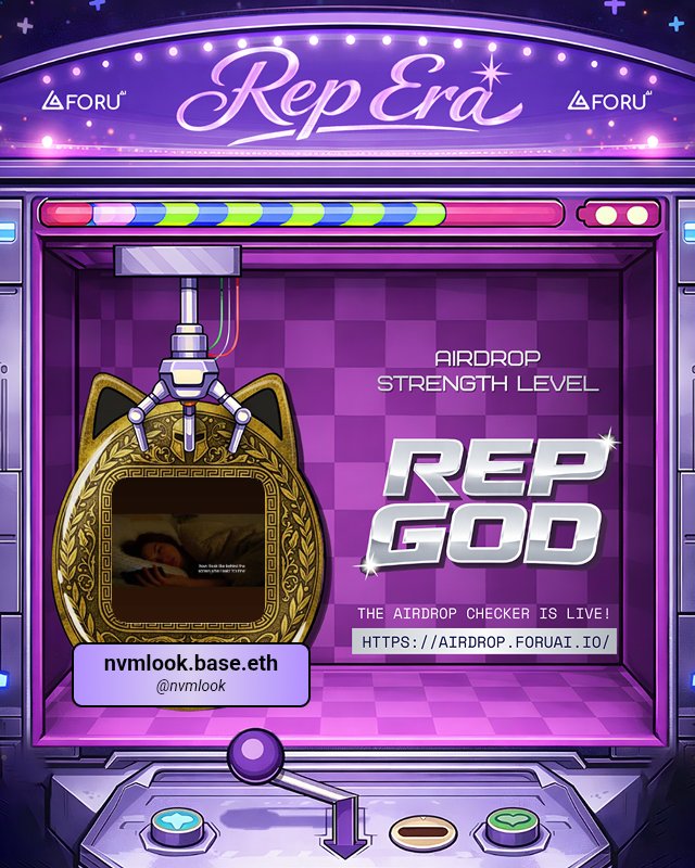 nvmlook's tweet photo. @foruai 🥇 Rep God: The apex. Maximum ecosystem contribution and absolute top-tier reputation. When the results of my reputation job its worth it to myself yeyyy ฅ^◡ ⩊ ◡^ฅ https://t.co/M3YJqJDoSD