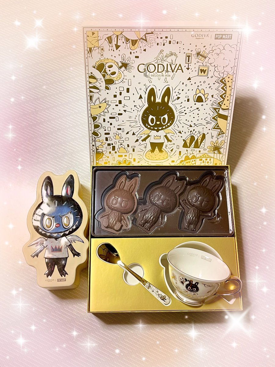 GODIVA×LABUBU🍫💝 ティーカップのギフトボックスと、ラブブ型のチョコ
