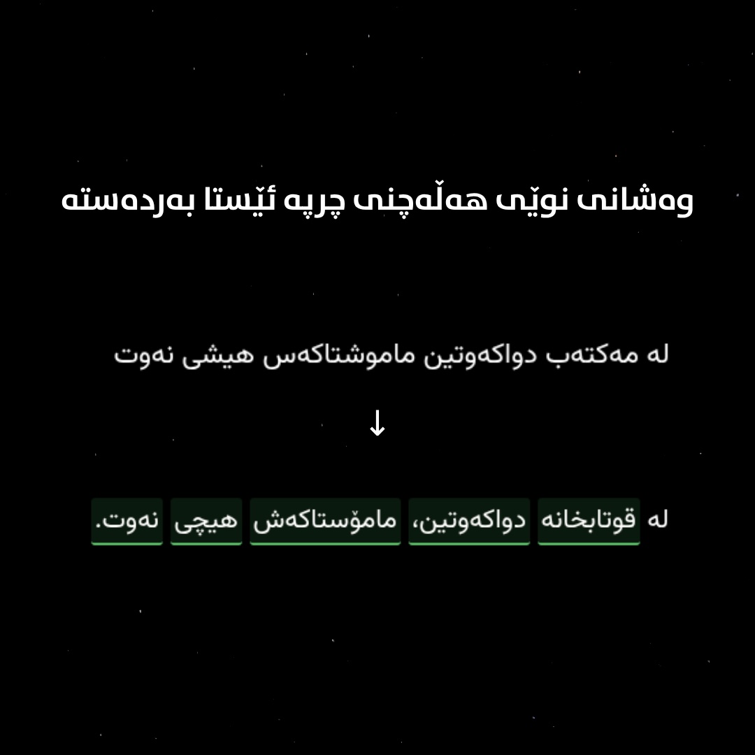 chrpeai's tweet photo. وەشانی نوێی هەڵەچنی چرپە ئێستا بەردەستە!

تایبەتمەندییەکانی ئەم وەشانە نوێیە:

- چاککردنی هەڵەی ڕێزمانی.
- چاککردنی هەڵەی پیتی.
- چاککردنی زمانەوانی (گۆڕینی وشەی بیانی بۆ کوردی پەتی).
- خاڵبەندی.

ئێستا لە https://t.co/F3iKLETMkj ئەتوانن خۆتان تۆمار بکەن و بەکاری بهێنن. https://t.co/JAQksoWb2y