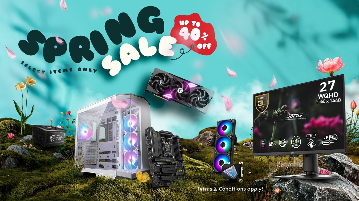 MSI__UK's tweet image. Spring into an upgrade 🌸 🌱
Save up to 40% on select MSI gaming monitors &amp;amp; components.
msi.gm/SpringSale26_2

#SpringSale #GamingMonitor #Motherboards #PSU #GPU