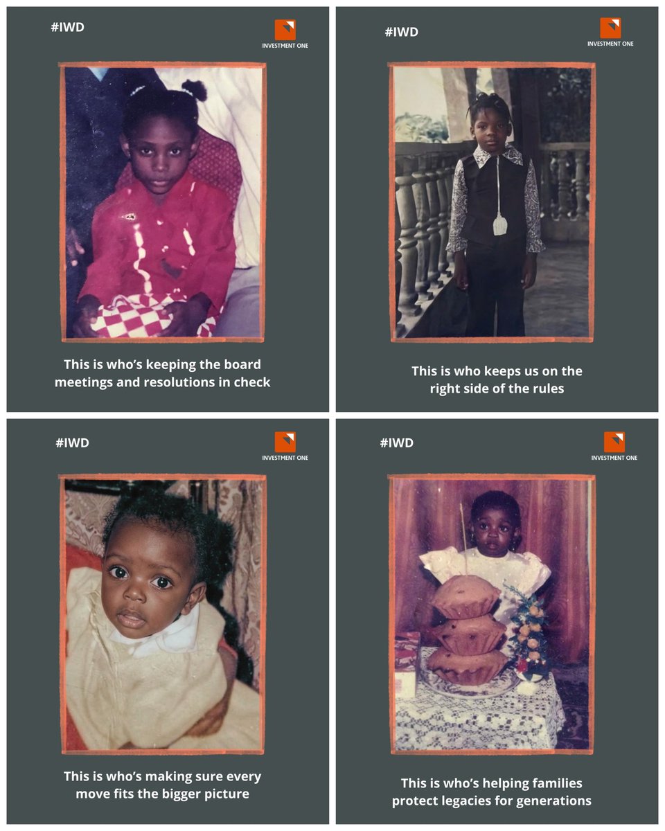 InvestmentOne's tweet photo. The throwbacks are adorable.
The impact? Even better. ✨

This Women’s Day, we’re celebrating some of the incredible women behind Investment One, the ones making the big decisions, solving the tough problems, keeping clients happy, and moving the business forward every day.

Because when women give their talent, leadership, and ambition, everyone gains.
Safe to say… they’ve always been this impressive.

Can you guess who is who? 😀🔎

Happy International Women’s Day. 💜

#IWD2026 #InvestmentOne #WomenAtInvestmentOne #WomenInFinance #GiveToGain