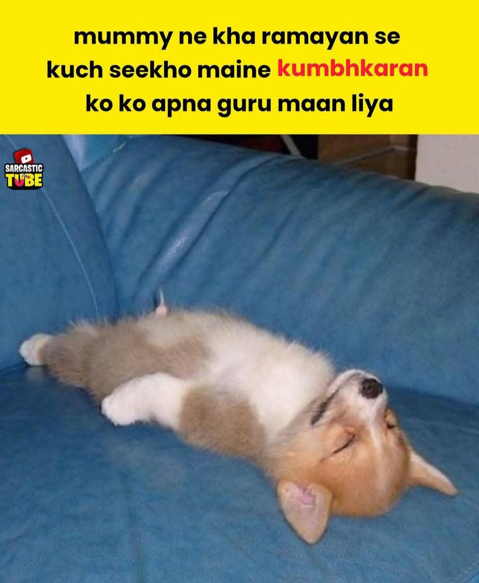 anujkuntal99's tweet photo. Mummy: Ramayan se kuch seekho.
Me: Guru mil gaya – Kumbhkaran 😌💤” https://t.co/Apih6CDLqE
