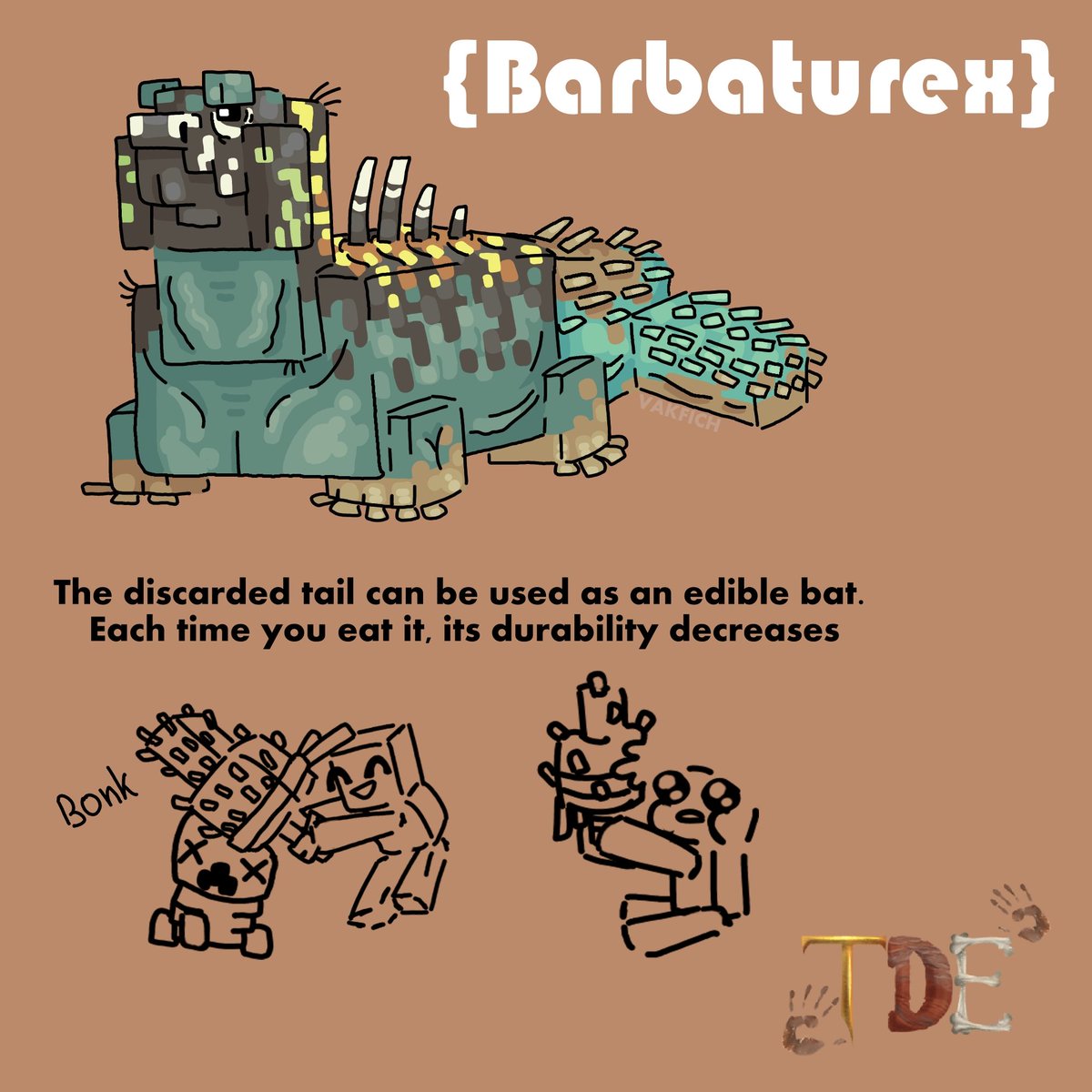 Vakfich's tweet photo. Barbaturex concept
For The Dawn Era mod
#Minecraft #Minecraft_mod #Concept_art #The_dawn_era https://t.co/dQEXhzQPZr