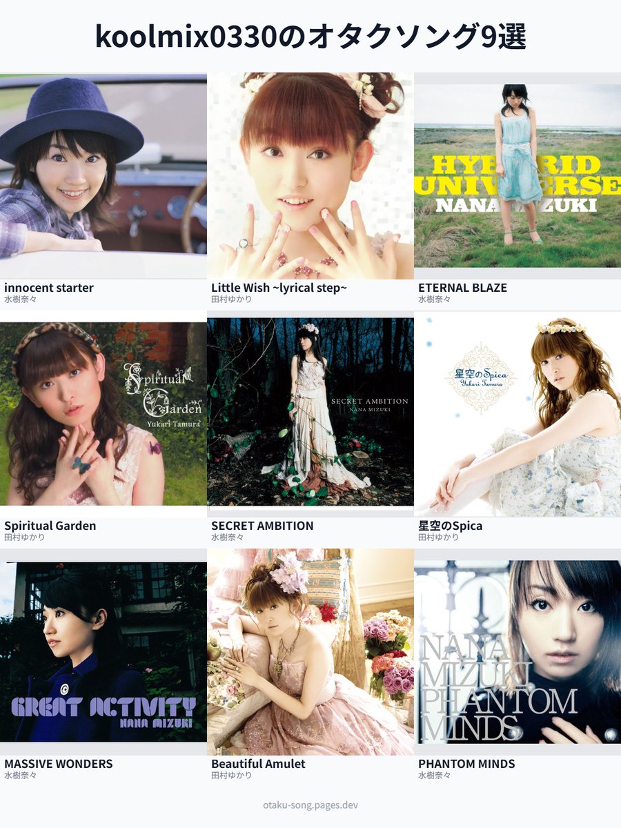 koolmix0330のオタクソング9選
#俺のオタクソング9選
otaku-song.pages.dev/share/0ye7vhxp