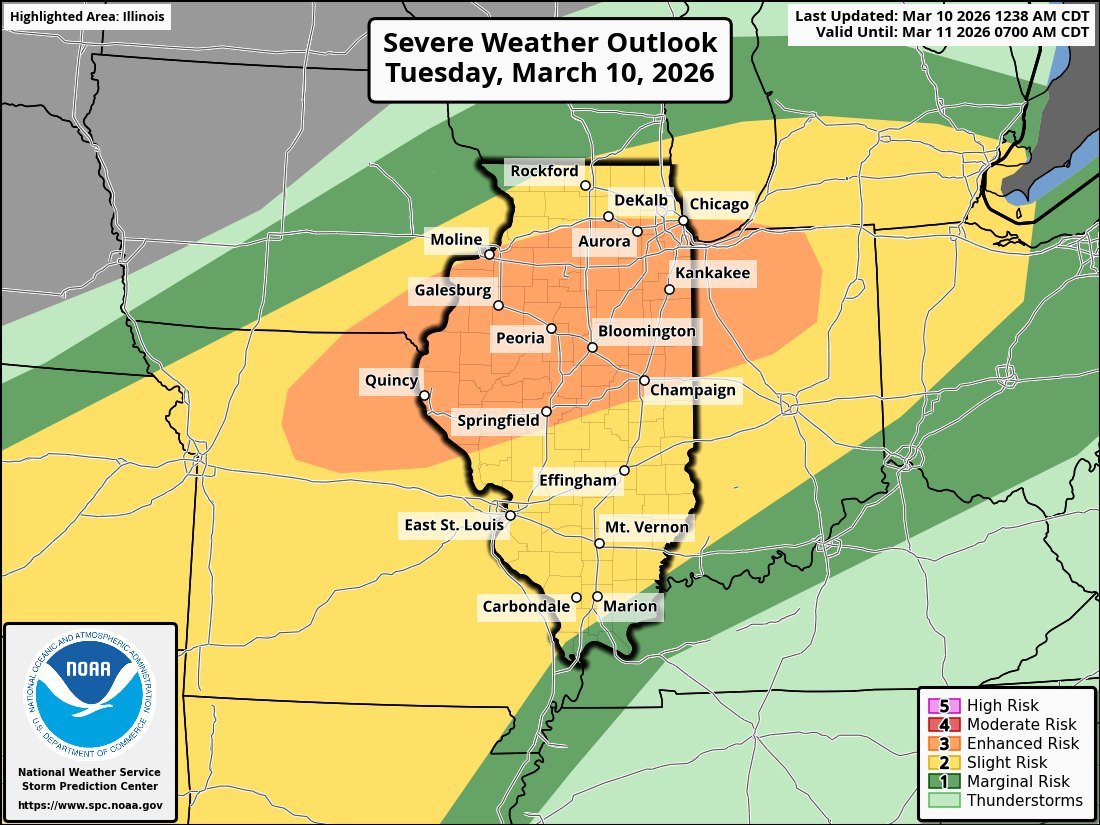 JordanHallWX's tweet photo. A significant threat for strong, long-track tornadoes exists across Illinois today as the @NWSSPC  has issued two areas of Enhanced Risk. Unfortunately, the trend has not been your friend if you live in Illinois—especially near the I-80 corridor. A lifting warm front, with dew points over 65°F and extreme instability (CAPE values near 3500), will set the stage for a triple-point setup. Any storm that manages to initiate this afternoon could quickly become severe, posing a threat for significant tornadoes and destructive hail.
Further south in Texas, another Enhanced Risk is in place with a 5% hatched tornado area. The tornado threat there will likely be more QLCS-driven, though there will be a window for isolated tornadoes—possibly strong—as well. A significant hail and damaging wind threat is also expected, particularly in areas from Fort Worth and surrounding North Texas through the overnight hours.
Today is one of those days where you need to have a shelter or safety plan in place if you live in these areas. I will be covering this even live on the @MyRadarWX App.
#Ilwx #txwx #tornado