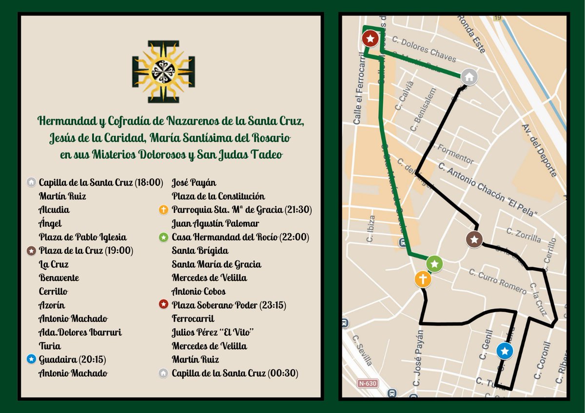 🟢⚫ 𝐑𝐄𝐂𝐎𝐑𝐑𝐈𝐃𝐎 𝐃𝐄𝐋 𝐕𝐈𝐄𝐑𝐍𝐄𝐒 𝐃𝐄 𝐃𝐎𝐋𝐎𝐑𝐄𝐒 𝟐𝟎𝟐𝟔

📍Itinerario para la Estación de Penitencia el 𝓥𝓲𝓮𝓻𝓷𝓮𝓼 𝓭𝓮 𝓓𝓸𝓵𝓸𝓻𝓮𝓼  por las calles de #Camas.

#ViernesdeSantaCruz #TDSCofrade #VerdeyNegro #SSantaCamas26 

🔗 hdadsantacruzcamas.com/2026/03/itiner…