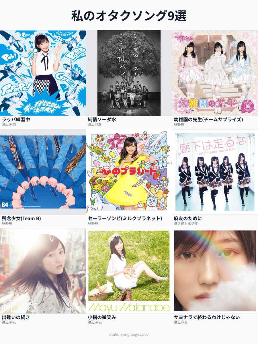麻友ちゃん推しの9選！ AKBで作ったけど全然絞れなくて、、 これに加え