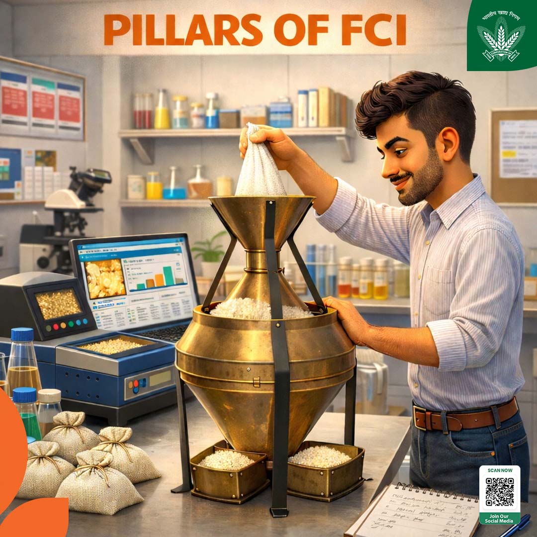 FCI_India's tweet photo. हर दाने की गुणवत्ता ही अन्न सुरक्षा की नींव है।
FCI की प्रयोगशालाओं में हमारे गुणवत्ता कर्मी विभिन्न वैज्ञानिक परीक्षणों और गुणवत्ता जाँच प्रक्रियाओं के माध्यम से हर नमूने की बारीकी से परख करते हैं, ताकि देश के करोड़ों लाभार्थियों तक पहुँचने वाला हर दाना सुरक्षित, मानकों के अनुरूप और भरोसेमंद हो।

यही सजगता, समर्पण और वैज्ञानिक दृष्टिकोण बनाते हैं उन्हें “Pillars of FCI”— राष्ट्र की अन्न सुरक्षा के सच्चे प्रहरी। 🌾🔬

@mygovindia @fooddeptgoi @JoshiPralhad @Nimu_Bambhaniya @blvermaup
#PillarsOfFCI #FoodSecurity #QualityMatters #FCI #GrainQuality #AnnaSuraksha