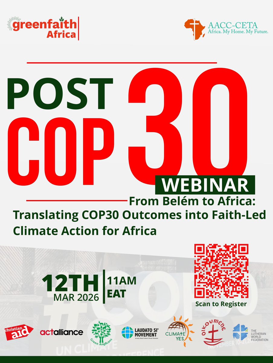 GreenFaith_Afr's tweet image. Join us this Thursday 12th March 2026 for this powerful Engagement 

Use this link to register 

greenfaith.zoom.us/meeting/regist…

#Faiths4Climate #PostCOP30