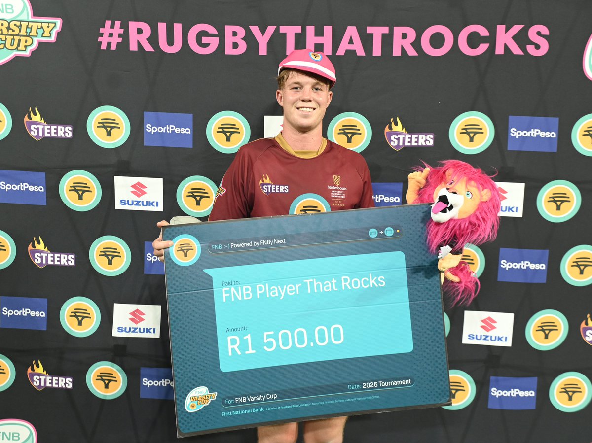 MatiesSport's tweet photo. Celebrating Samuel Badenhorstโs incredible performance against Emeris last night at the DC ๐ฅ Well deserved FNB Player That Rocks award ๐๐
#matiesrugby #maroonmachine #rugbythatrocks https://t.co/ri4epCEBKl