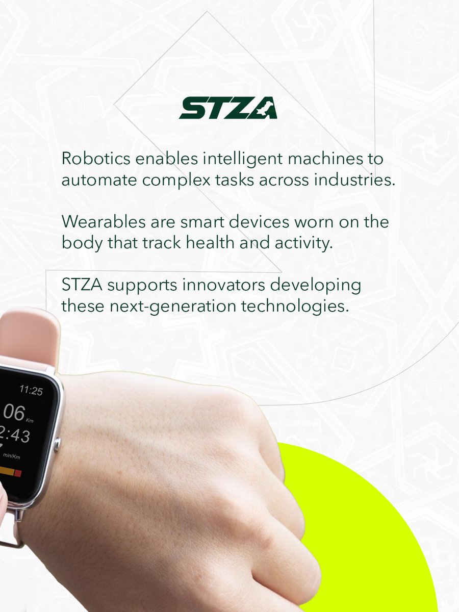 STZAOfficial's tweet image. Technologies we license: Robotics &amp;amp; Wearables

#STZA is supporting innovation in #Robotics and #WearableTechnology by enabling the development of intelligent machines, connected devices, and human-centric technologies.

#STZA #PakistanTech #Robotics #WearableTech #SmartDevices