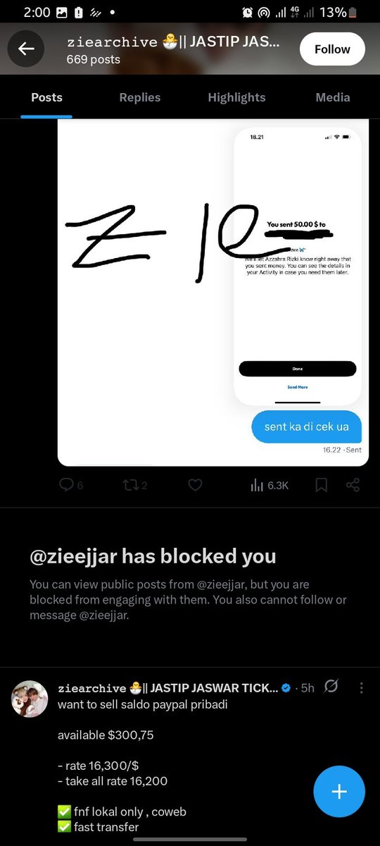 eirrablu's tweet photo. help rt, dia scam guys @zieejjarr kakk mohon balikin uang aku 400 rb emg ga seberapa buat km, tp aku butuh uangnya, aku cm mau beli album aja kak. ga minta yg lain. hati hati guys sm dia. https://t.co/NjNpytWWMN
