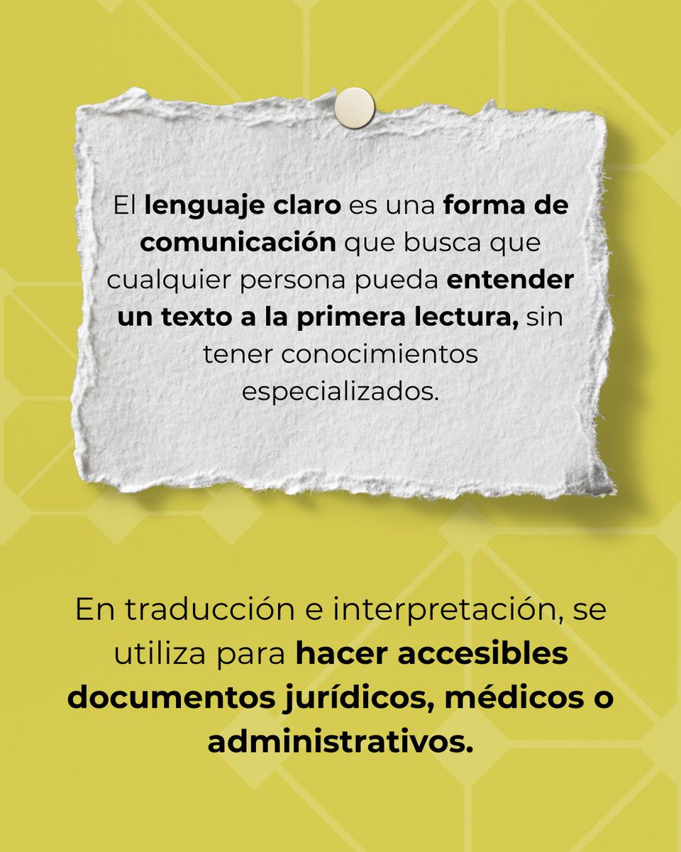 trad_hum947's tweet photo. 📘 𝑳𝒆𝒏𝒈𝒖𝒂𝒋𝒆 𝒄𝒍𝒂𝒓𝒐 📘 
El lenguaje claro busca que cualquier persona pueda comprender un texto de forma sencilla y directa desde la primera lectura. https://t.co/chxWSvsmXh