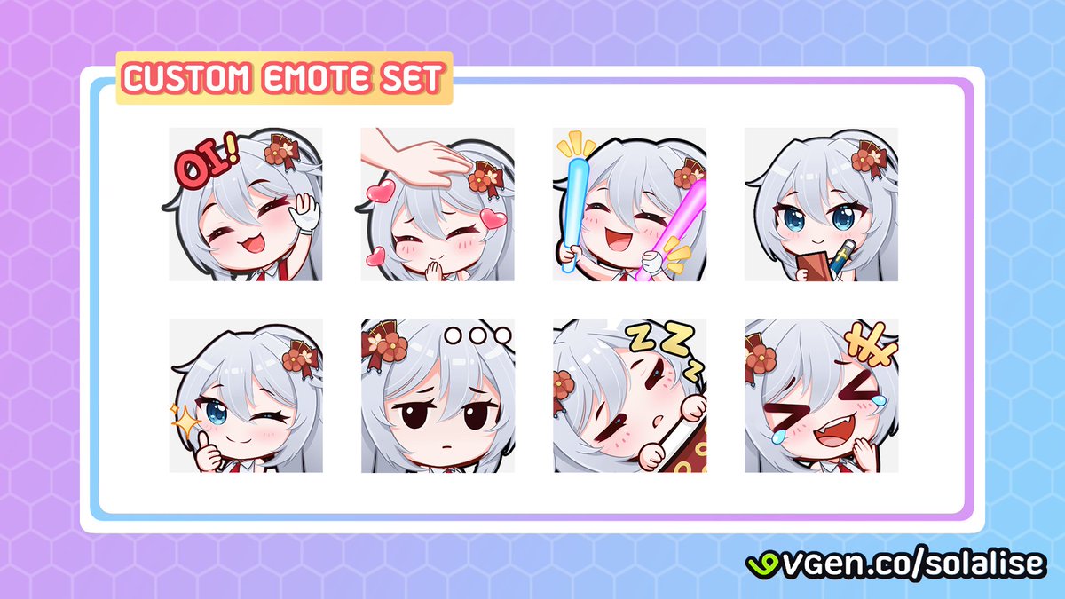 Solalisecg's tweet photo. Do you ever feel like none of the emotes online truly represent how you feel ?

I usually make custom emote sets just for my clients… until I realized I could make one for myself too 🤣

If you’d like artwork from me, check out my VGen! https://t.co/AppDRVTcjI