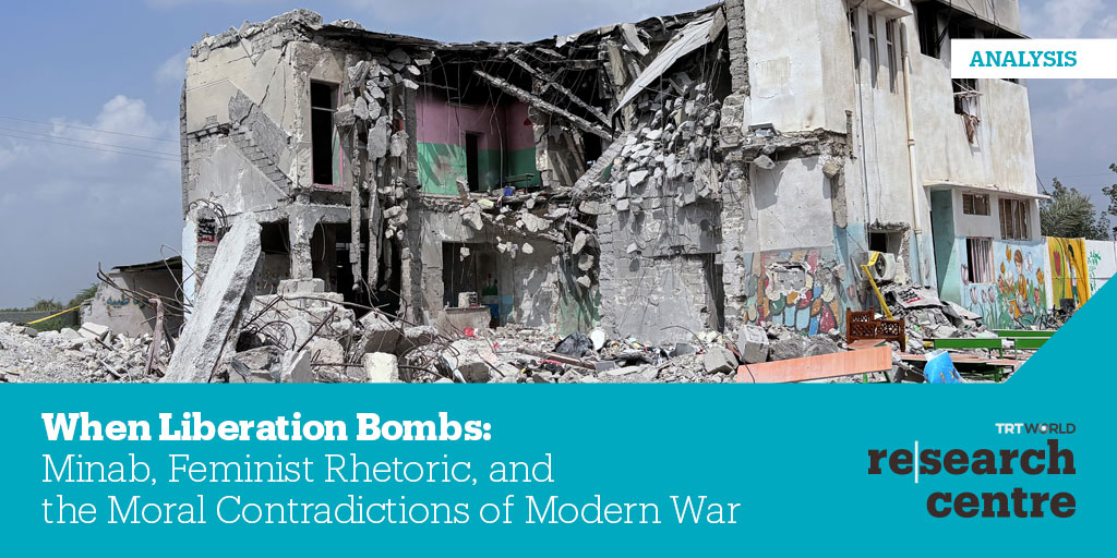 TRTWorldRC's tweet photo. Modern wars of aggression increasingly weaponize the language of liberation.

What happens when the language of women’s empowerment collides with the killing of women and children?
The bombing of a primary school in Minab forces a brutal question about the gap between wartime propaganda and reality.
