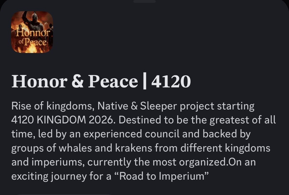 _AlbertROK's tweet photo. Looking for people to play RTS(Real Time Strategy) Rise of Kingdoms(we have a sleeper jumper project)

If u Want to, pls dm here or dc
<@Albertio888kz>

Right now we have only 100 people, but we would grow up and our target is 400 people before start and then recruit more https://t.co/RlUXHAYkyY