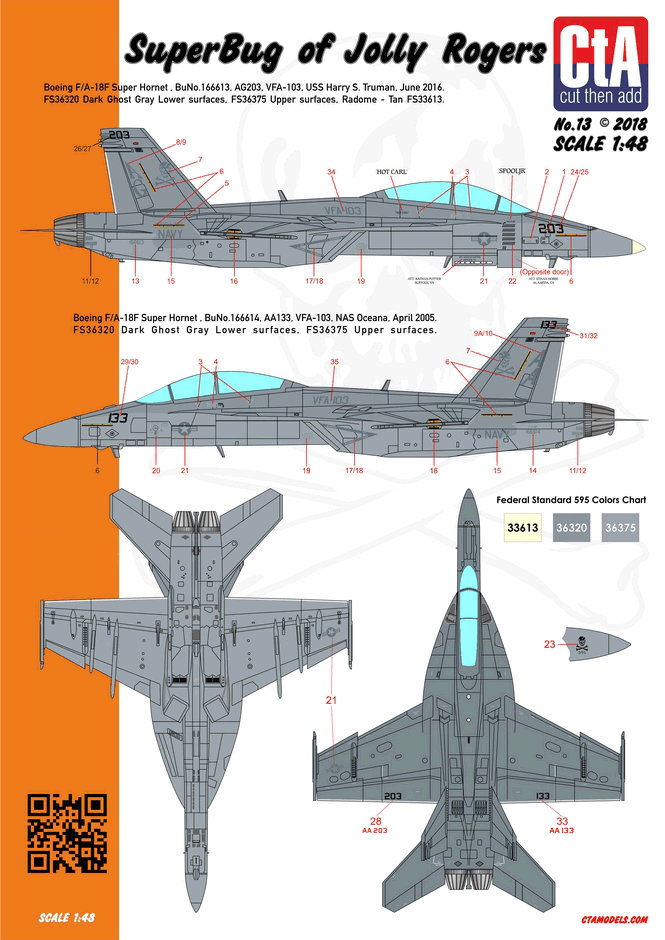 CTA_Decals's tweet photo. CTA No. 013 - Low Viz "Jolly Rogers" Super Hornet - simple and modern markings, best match for any 1/48 F/A-18E kit! https://t.co/7i7QXV51ih
#superbug #jollyrogers #vf103 #fa18e https://t.co/iS6bF1MCoC