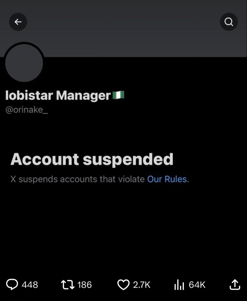 Avoid gain train oo
Now X have suspended lobistars manager 😂
