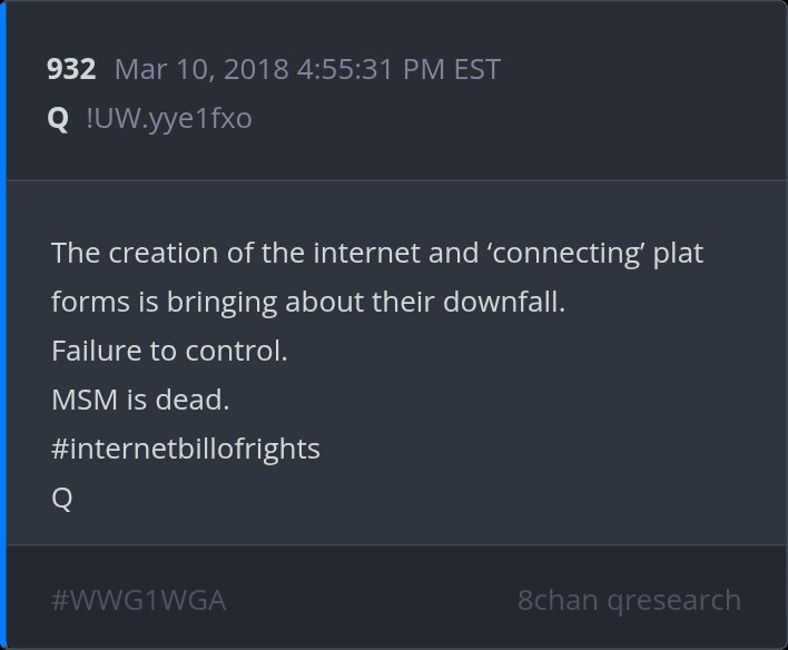 KimWever3's tweet photo. 8 Year Deltas - Posts 932, 933 & 934
The creation of the internet and ‘connecting’ platforms is bringing about their downfall.
Failure to control.
MSM is dead.
#internetbillofrights
Q
>>616918
Q, Goldman Sachs CEO stepping down, Executive Order doing damage? https://t.co/0LwsBSDxTj
>>617020
Tied to Cohn.
It was not his choice.
Pawn used.
Q
>>617143
>Tied to Cohn.
I'm so glad Cohn is out, I never liked/trust his globalist arse!
>>617217
More coming.
Keep your……