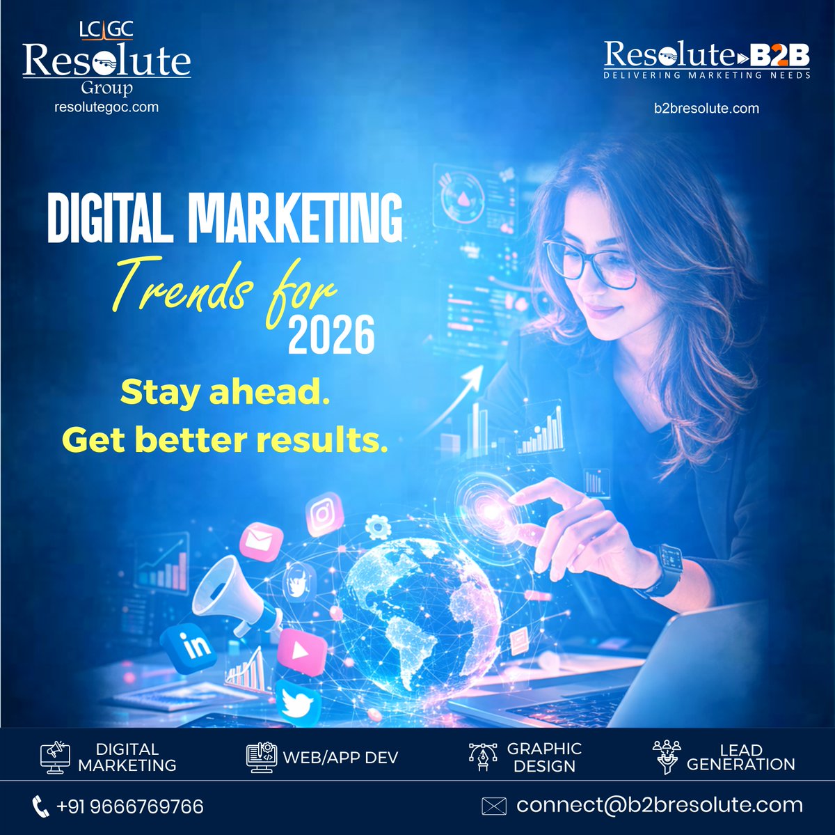 B2BResolute's tweet photo. ResoluteB2B | #DigitalMarketingTrends2026
Stay ahead. Get better results.
Voice Search Optimization-Speak. Search. Rank.
AI &amp; Automation-Smarter campaigns, less manual work.
Personalized Experiences-Right message. Right audience.
Smart, data-driven marketing is the future of #B2B https://t.co/iipAEMnj4B