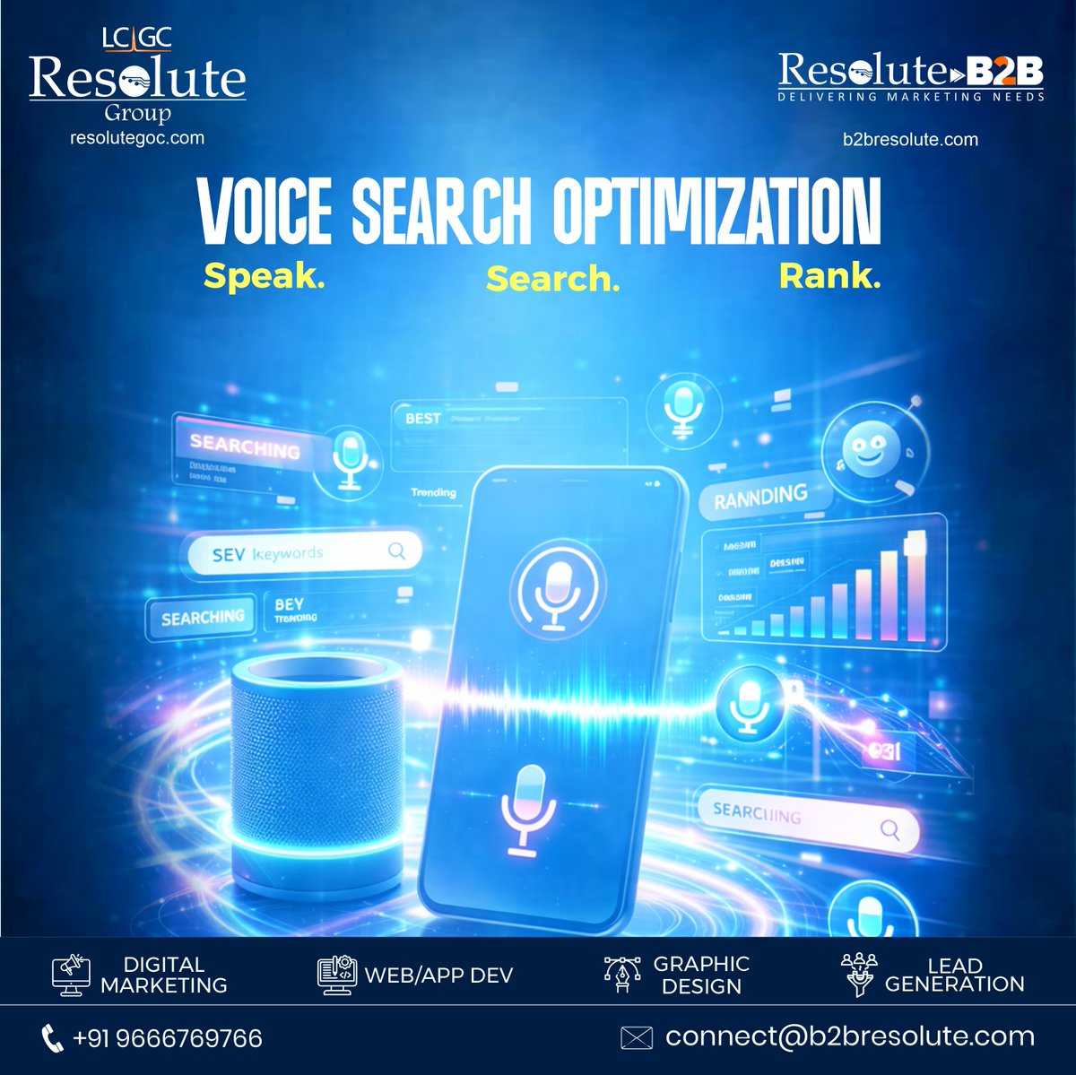 B2BResolute's tweet photo. ResoluteB2B | #DigitalMarketingTrends2026
Stay ahead. Get better results.
Voice Search Optimization-Speak. Search. Rank.
AI &amp; Automation-Smarter campaigns, less manual work.
Personalized Experiences-Right message. Right audience.
Smart, data-driven marketing is the future of #B2B https://t.co/iipAEMnj4B