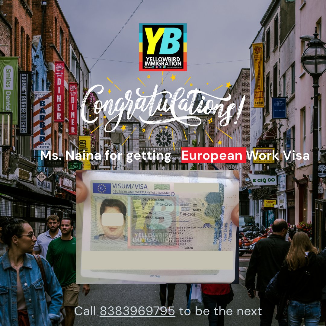 yellowbirdvisas's tweet image. Congratulations ms Naina for getting ur European work visa🥳🥳

#visasuccess #bestvisaconsultants #yellowbirdimmigration #visaconsultants