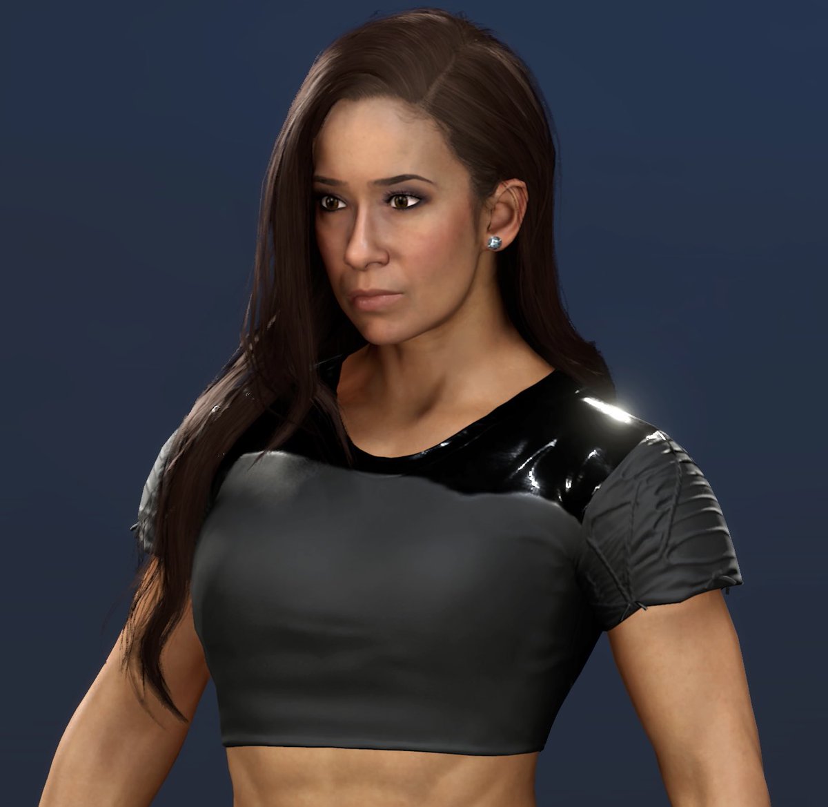 PUNxALXXX's tweet image. The way they didn’t even bother to fix her original top from #WWE2K15… but glad the full gear still there tho… 
The differences in likeness is crazy. Lol #WWE2K26