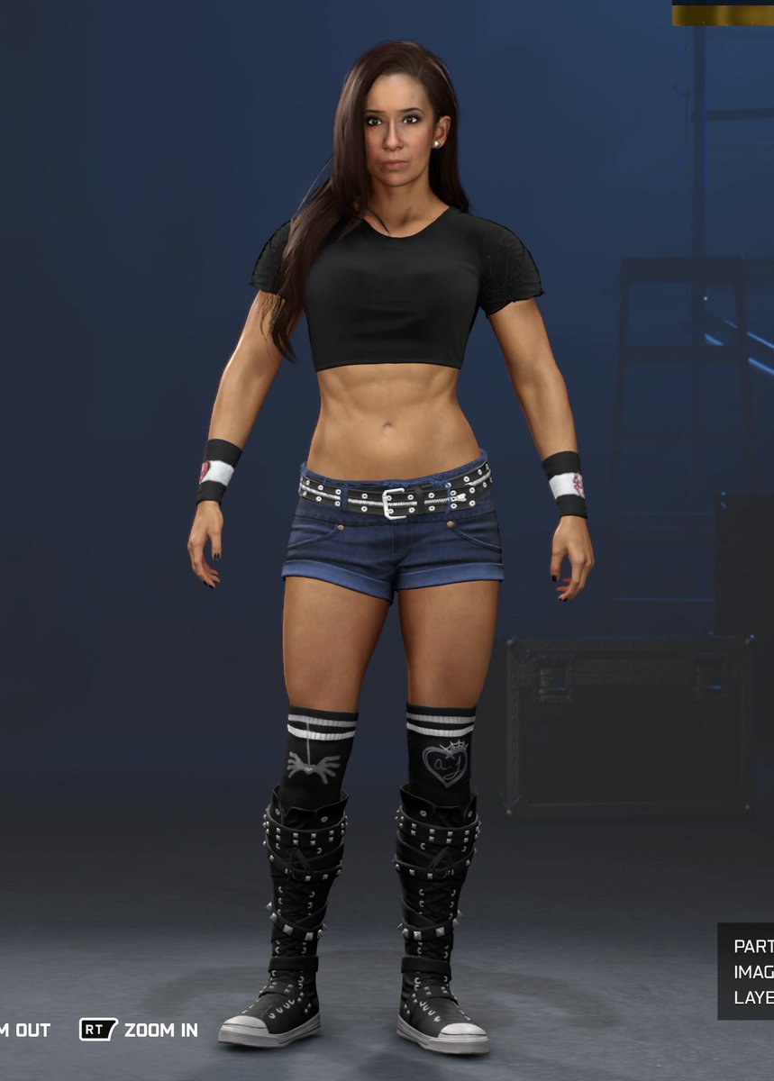 PUNxALXXX's tweet image. The way they didn’t even bother to fix her original top from #WWE2K15… but glad the full gear still there tho… 
The differences in likeness is crazy. Lol #WWE2K26