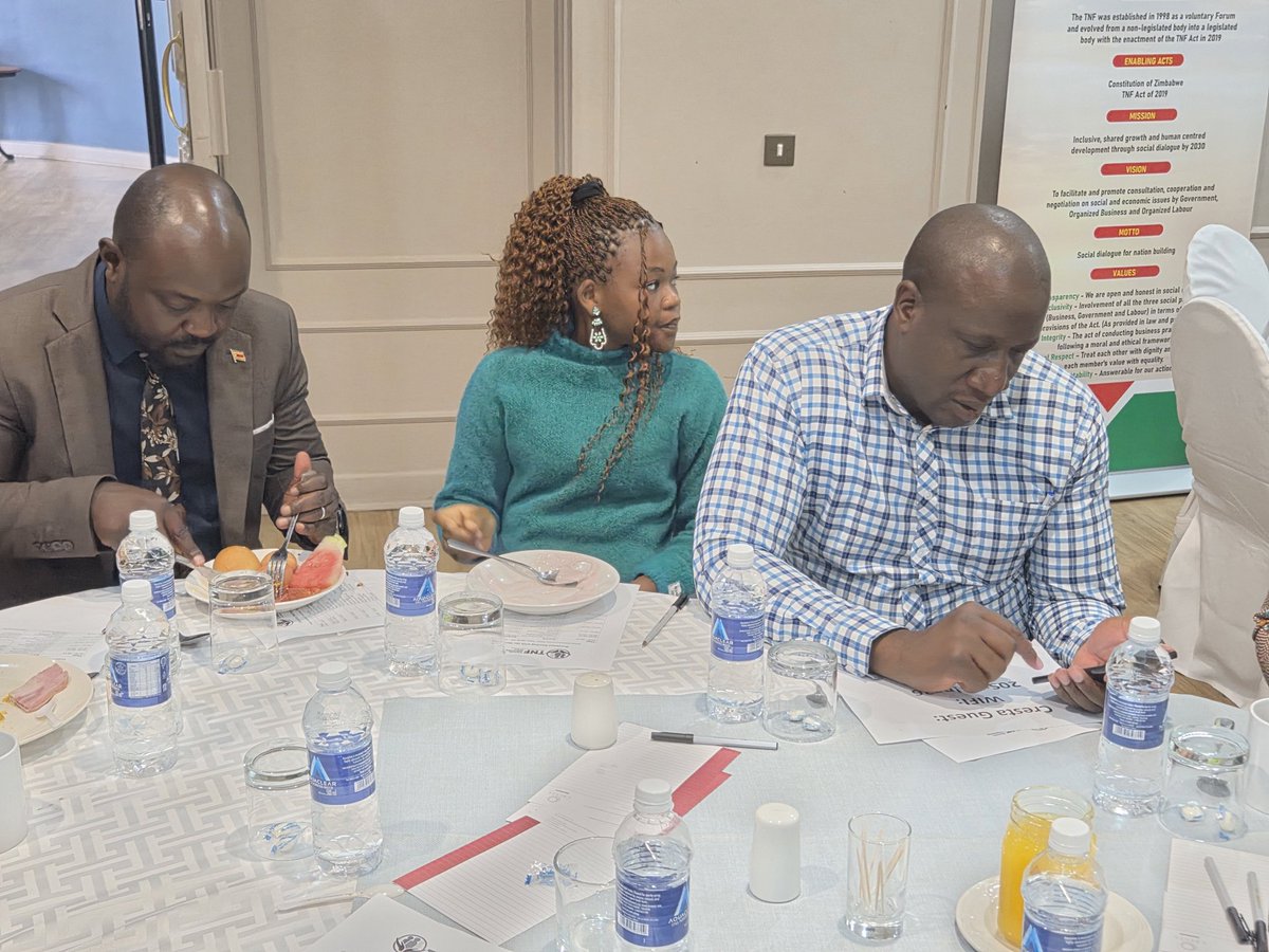 mpslswzim's tweet image. Happening now is the @TNFZimbabwe breakfast meeting with the media. The meeting aims to sensitise the media on the role of the TNF in nation building and social dialogue #TNF #SocialDialogue