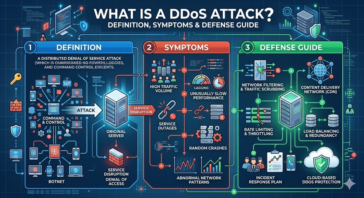 denebrixai0's tweet photo. What Is a DDoS Attack? Definition, Symptoms &amp; Defense Guide
https://t.co/h3Kwe57fHc
#CyberSecurityTips 
#SecurityGuide 
#TechExplained 
#LearnCyberSecurity 
#OnlineSafety 
#TechEducation https://t.co/tZNyXclUhP