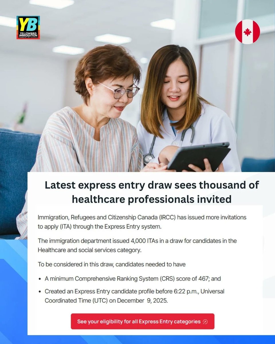 yellowbirdvisas's tweet image. Latest express entry draw 2026
Source~ @cic_newsca

#yellowbirdimmigration #bestvisaconsultants #newdelhi #canadapr