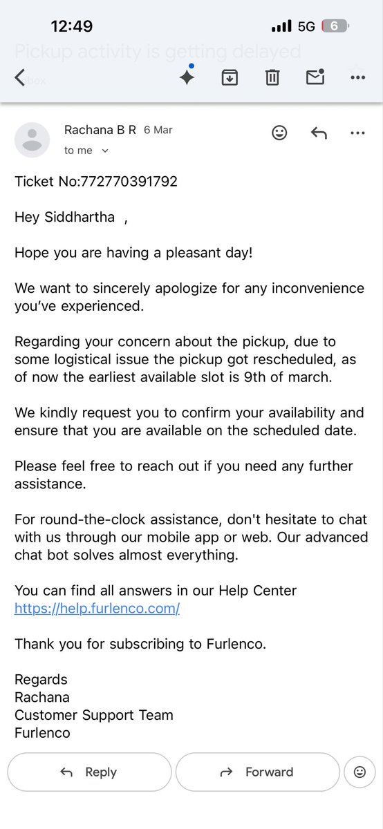 hi_im_sid's tweet photo. @FurlencoSupport 

Ticket No:772770391792

I had raised a pickup for your product on 26th Feb the expiry was on 5th march. Furlenco kept delaying the order till 9th march and now pickup is cancelled. 
Telling me my subscription is overdue. What fraud is this ? https://t.co/ndlozUcU5j