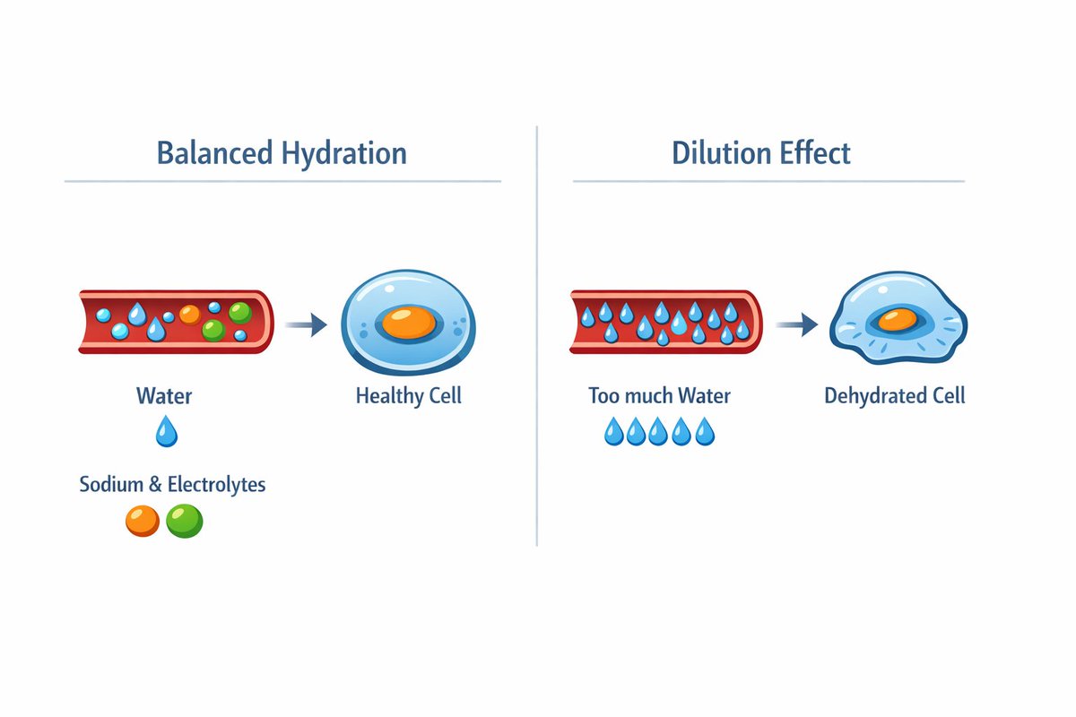 ManieraTitus's tweet photo. Viele trinken heute nicht nach Durst, sondern nach Regel.
3 bis 4 Liter gelten fast schon als gesundes Pflichtprogramm.
Das Problem:
Hydration ist nicht nur Wasser.
Sie ist auch Elektrolyt-Balance.

Zu viel reines Wasser kann verdünnen, statt sinnvoll zu versorgen.
👉 Mehr dazu im Artikel.
Link im ersten Kommentar.