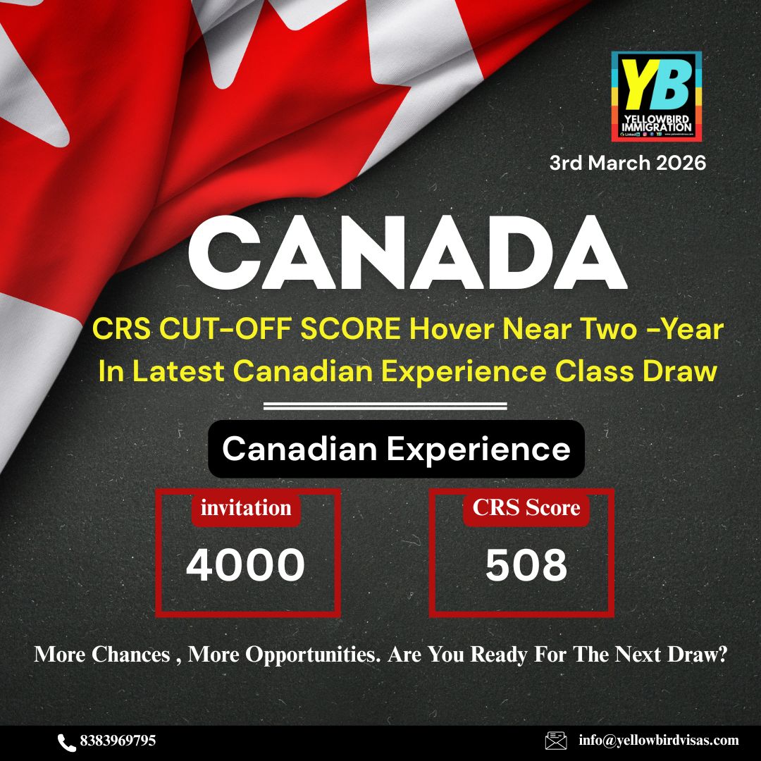 yellowbirdvisas's tweet image. CRS CUT-OFF score hover near two year in latest canadian experience class draw

Source ~ @cic_newsca

#yellowbirdimmigration #canadapr #expressentry #applynow