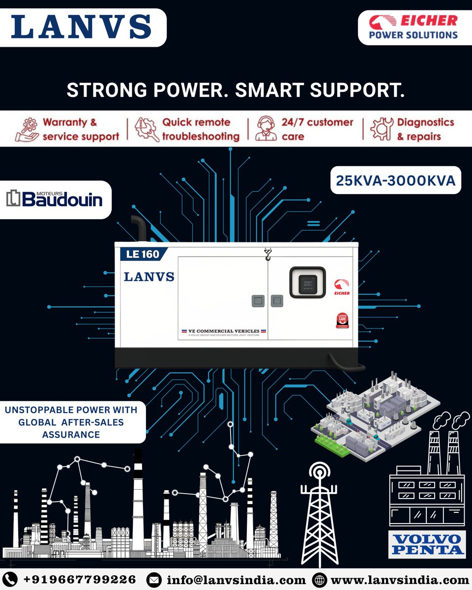 LanvsGreekIndia's tweet photo. Power your business with reliable and high-performance diesel generators from LANVS
#DieselGenerator #DGSet #PowerBackup #IndustrialPower #EnergySolutions #LANVS #PowerGeneration #ReliablePower #BackupPower #SmartEnergy #InfrastructurePower #ManufacturingIndustry #Construction https://t.co/gsUD0QJ2Cg