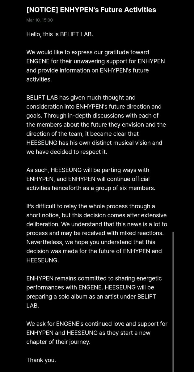 jhenjamyeoni's tweet photo. WDYM Hee left Enha??? My ult!!! I'm so heartbroken rn https://t.co/KhE88MiVuY