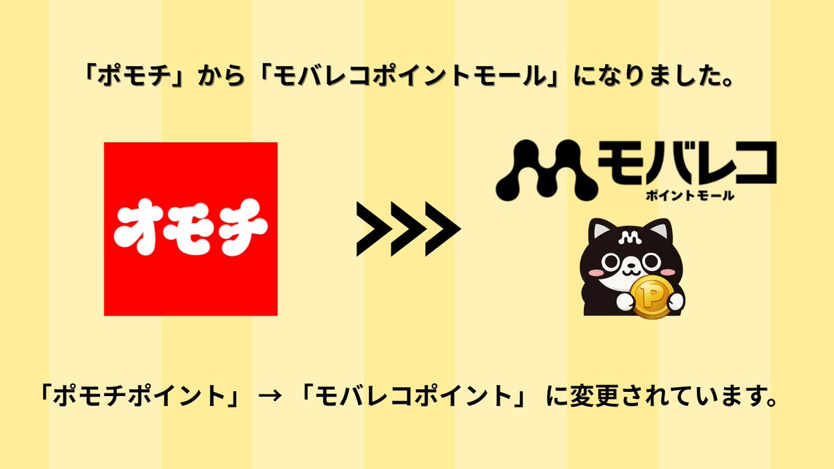 mobareco_point's tweet photo. 【お知らせ】

2026年3月9日より
「ポモチ」は

「モバレコポイントモール」

へ名称変更いたしました。

※保有されているポイントは、リニューアル後も【全てそのまま】ご利用いただけます。

今後ともよろしくお願いいたします。

▼変更内容の詳細はコチラ
https://t.co/yHoy2dXX1P https://t.co/SdXhwsBflu