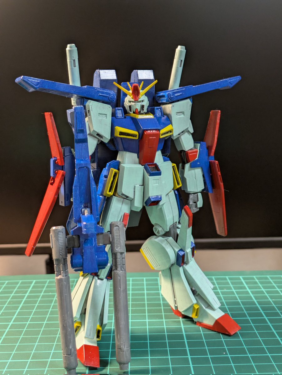 HGZZガンダム改造 強化型ZZガンダム アニメカラー全塗装、仕上げ前。白