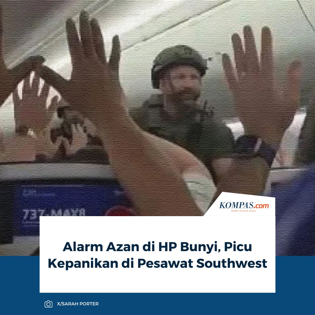 KompasTekno's tweet image. Sebuah penerbangan Southwest Airlines di Amerika Serikat terpaksa dialihkan setelah alarm pengingat waktu salat Ramadan dari ponsel penumpang disalahpahami sebagai gangguan di dalam pesawat. 

👉🏻Baca selengkapnya tekno.kompas.com/read/2026/03/1…

~AM #Azan #HP #Ramadan #AmerikaSerikat