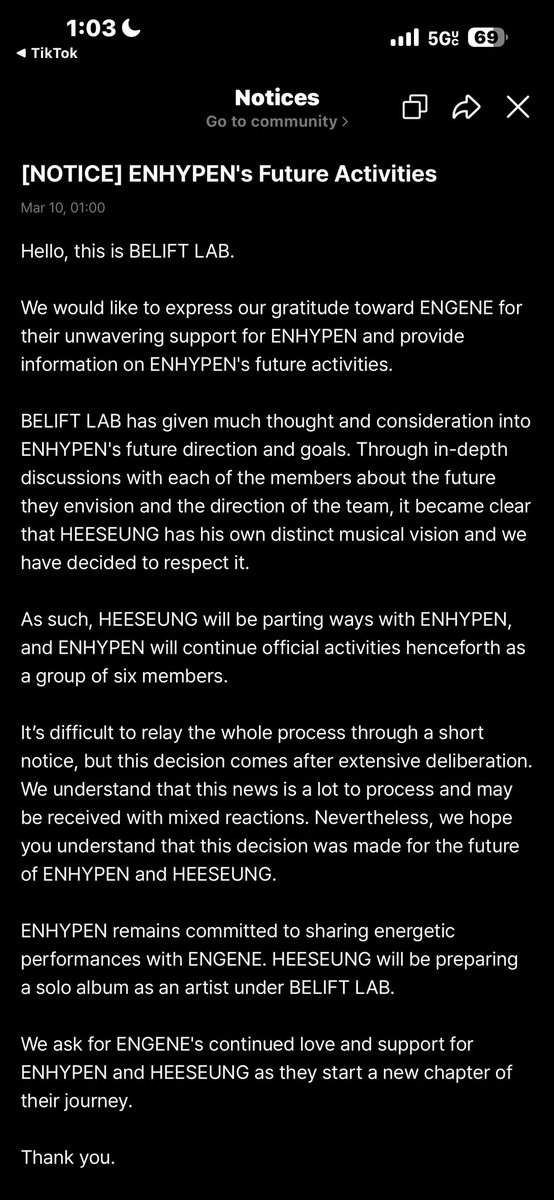 RIKISBLISS's tweet photo. This can’t be. Heeseung, my heart, I wish you the best and hope to see you soon. Much love. #enhypen #heeseung #enhypen_heeseung https://t.co/dzwxVpG56t