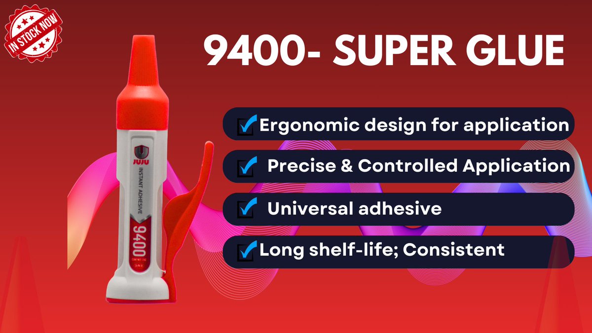 jujuchemea's tweet photo. Precision meets power. 💪
 JUJU 9400 Super Glue features an ergonomic design that allows controlled, precise application — exactly where you need it.
Strong bonds, less mess.
#JUJUSuperGlue #PrecisionBond #DIYFix https://t.co/B4vBwAUJEd