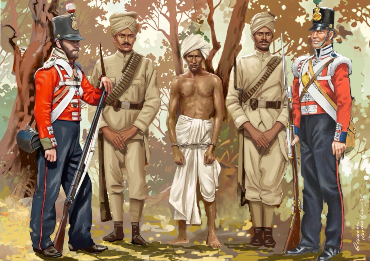 PraweenKarmakar's tweet photo. Acrylic on canvas
Birsa Munda was first arrested on August 24, 1895, and sentenced to two years in Hazaribagh jail for rioting and sedition. He was released in 1897 and later led the Ulgulan (Great Tumult) revolt before being arrested for the final time on March 3, 1900 https://t.co/HMUJCrWVAj