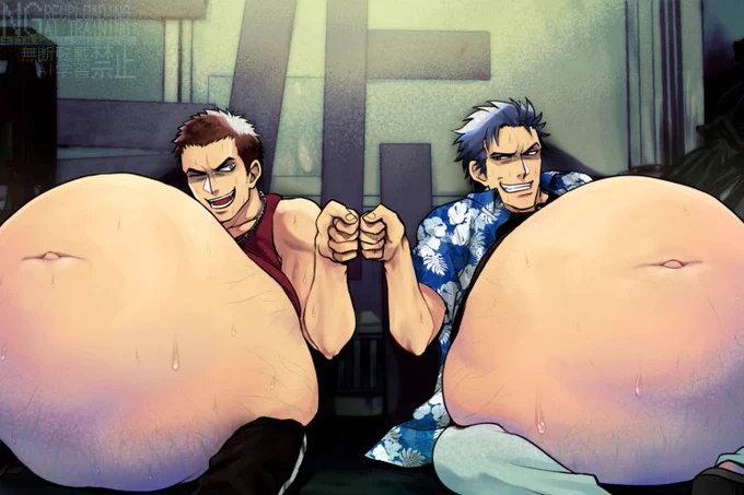 継続のご依頼で膨腹のDKをふたたび描かせていただきました! やっぱ描くの楽しいんですよね…ありがとうございました #膨腹 #bellykink #weightgain #commission